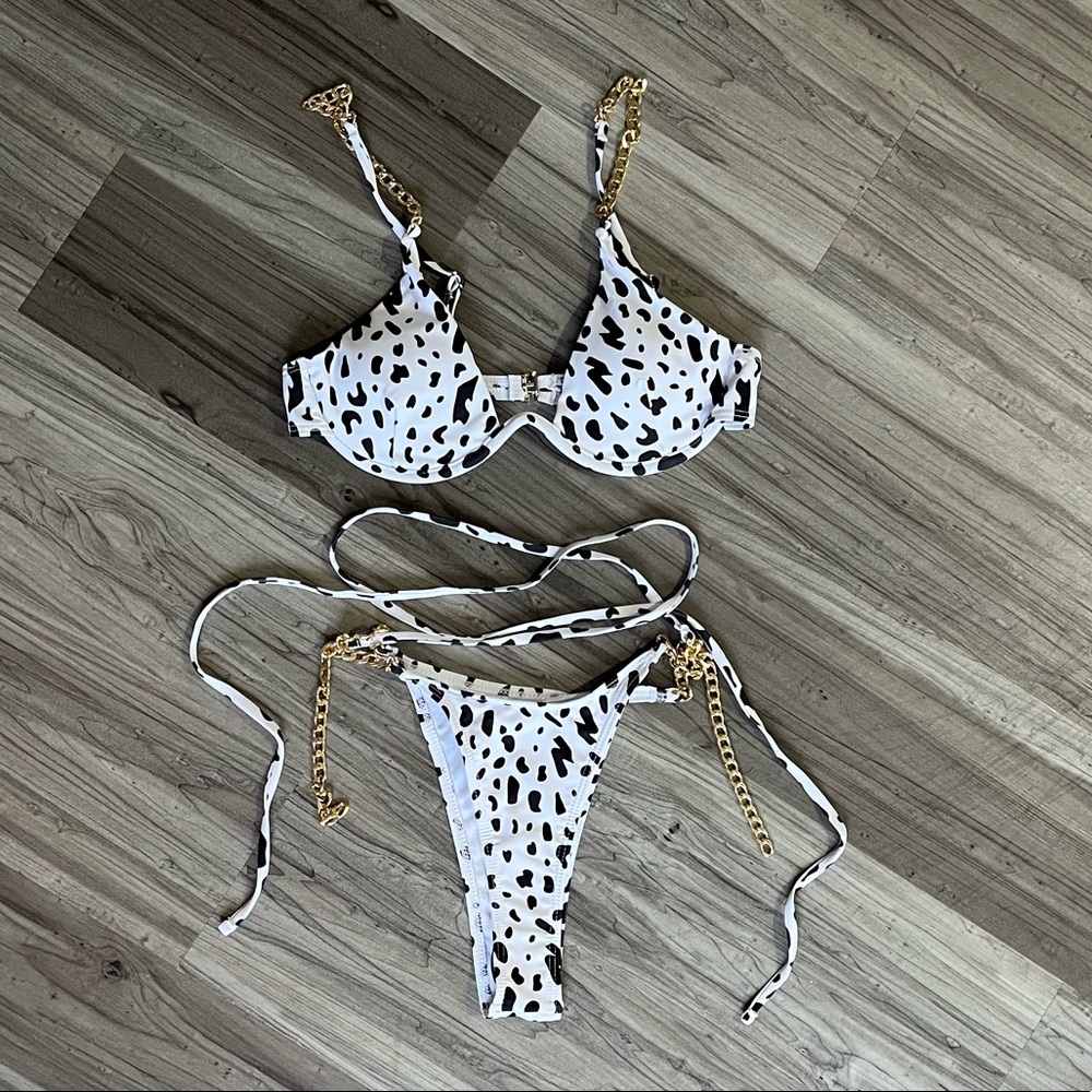 Dalmatian print chain bikini